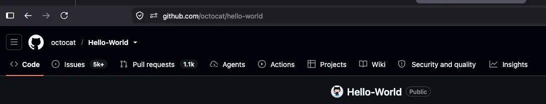 GitHub repository header breadcrumb showing the owner segment before the repository name