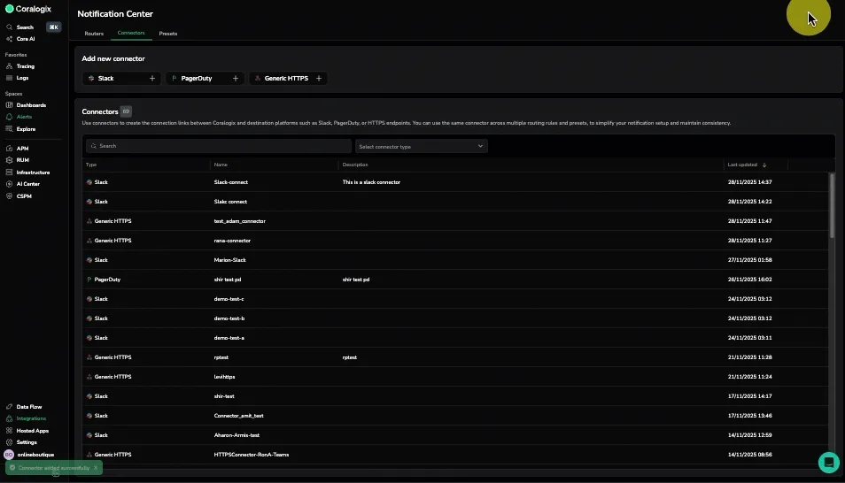 Preset creation flow in Notification Center